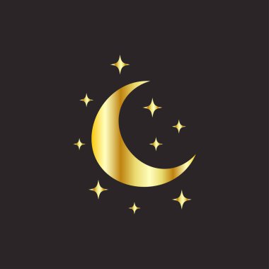 Ay 'ın altın rengi gölgeleri, sihirli astroloji ve boho. Sihirli konsept, Minimalizm. Figür astroloji, Boho tasarımı, kehanet için pagan sembolleri..