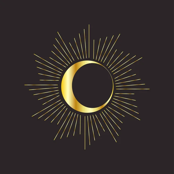 金光闪闪的月色 魔法占星术和布荷 神奇的概念 极简主义 人物学 Boho设计 异教徒占卜符号 — 图库矢量图片