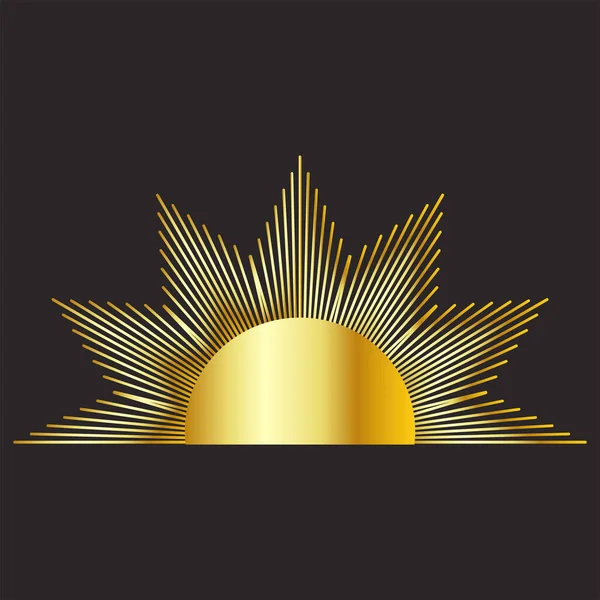 Concepto Mágico Medio Sol Vintage Tendencia Oro Figura Astrología Diseño — Vector de stock