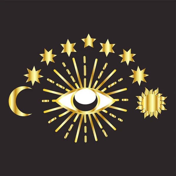 Oro Del Mal Ojo Aislado Magia Brujería Símbolo Oculto Ojo — Archivo Imágenes Vectoriales