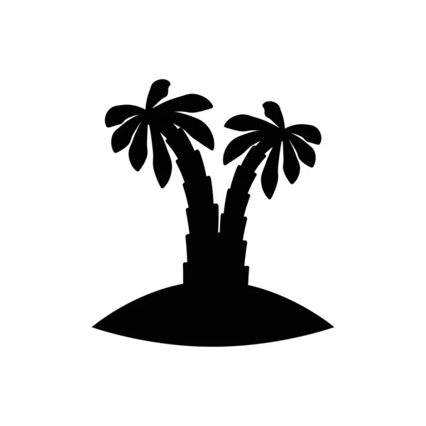 Tropische Palmen Schwarze Silhouetten Und Umrisse Auf Weißem Hintergrund — Stockvektor