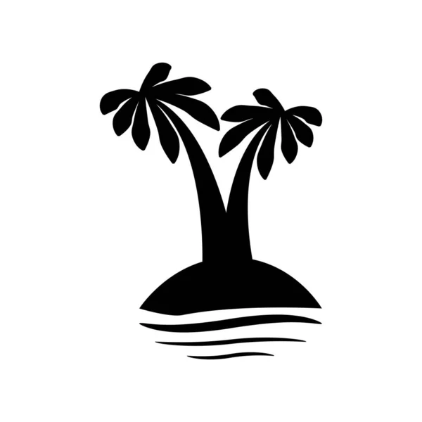 Palmiers Tropicaux Silhouettes Noires Contours Contour Sur Fond Blanc — Image vectorielle