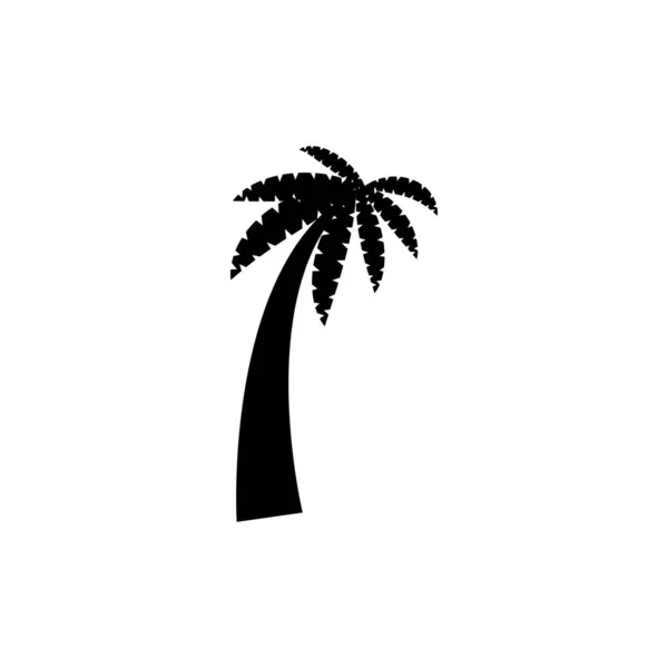 Palm Tropical Tree Icon Black Silhouette Illustration Isolated White Background — Stock Vector