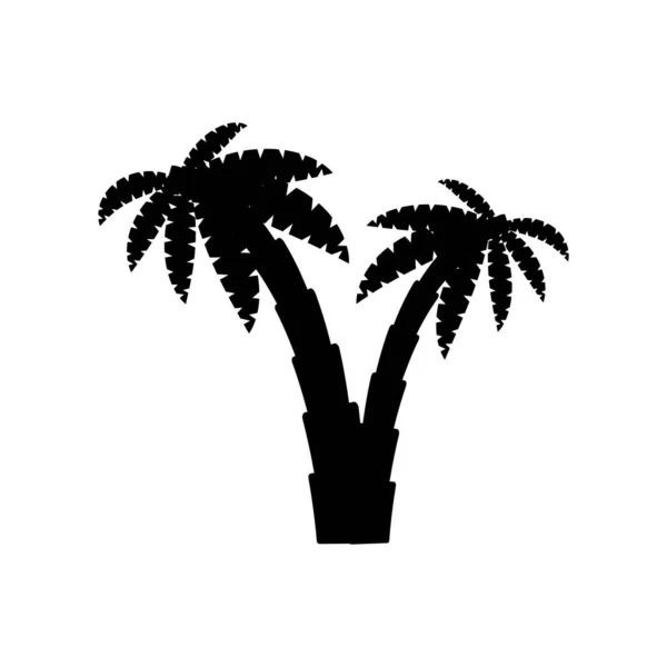 Palmera Árbol Tropical Icono Silueta Negra Ilustración Aislada Sobre Fondo — Vector de stock