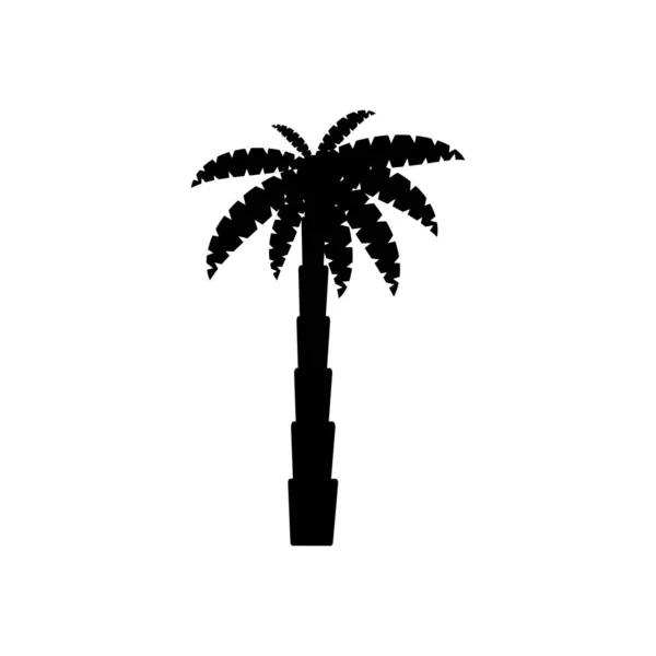 Palm Tropische Boom Pictogram Zwart Silhouet Illustratie Geïsoleerd Witte Achtergrond — Stockvector