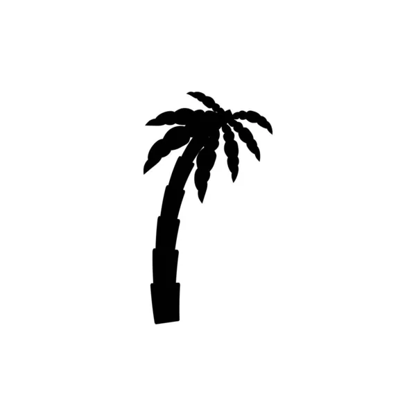 Palm Tropische Boom Pictogram Zwart Silhouet Illustratie Geïsoleerd Witte Achtergrond — Stockvector