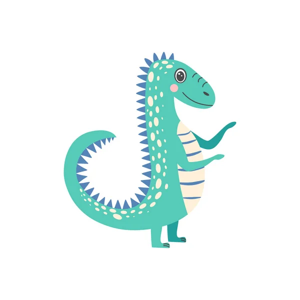 Cute Colorful Dinosaurs Isolated White Background — Stock vektor