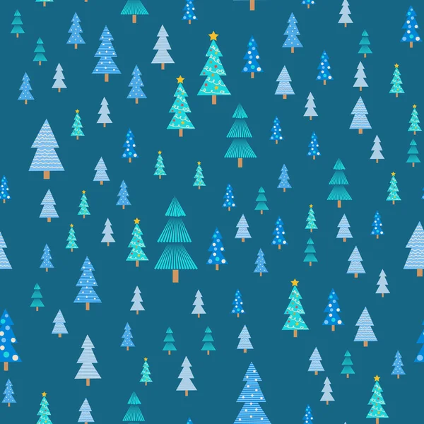 Patrón Sin Costura Del Árbol Navidad Azul Bosque Invierno Pinos — Vector de stock