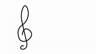 Müzik animasyon notaları. Girdaplı çizgiler üzerinde müzik sembolleri.