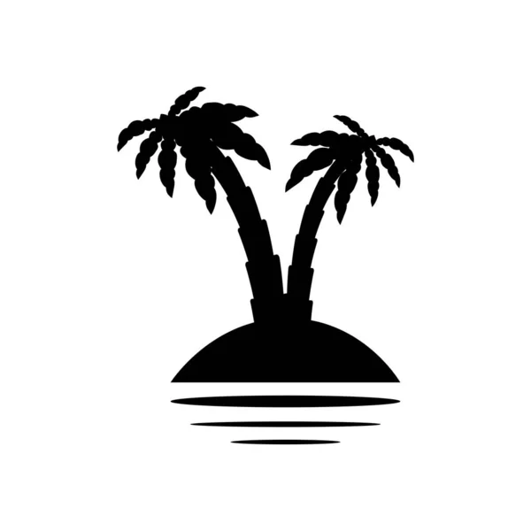 Palmeras Tropicales Siluetas Negras Contornos Sobre Fondo Blanco Palmera Icono — Vector de stock