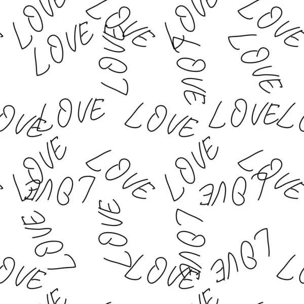 Älskar Hjärtan Romantisk Mönster Illustration Isolerad Vitt Svart Och Vitt — Stock vektor