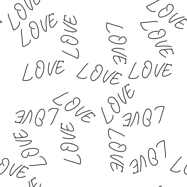 Älskar Hjärtan Romantisk Mönster Illustration Isolerad Vitt Svart Och Vitt — Stock vektor