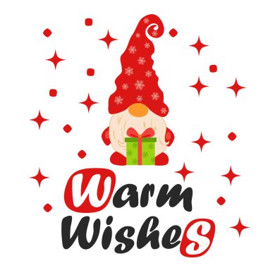 İçinde cüceler olan bir Noel kartı. Kış tatili için kart. Noel ve Mutlu Yıllar illüstrasyonları. Moda tasarım şablonu.