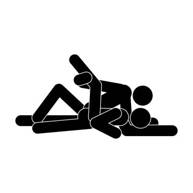 Çizgi film seks pozları. Tutku Erotiği kavramı. Kamasutra, sevişmek için yarım yamalak pozlar. Yin ve Yang, kadın ve erkek birbirlerini seviyorlar.