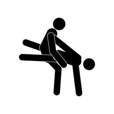 Çizgi film seks pozları. Tutku Erotiği kavramı. Kamasutra, sevişmek için yarım yamalak pozlar. Yin ve Yang, kadın ve erkek birbirlerini seviyorlar.