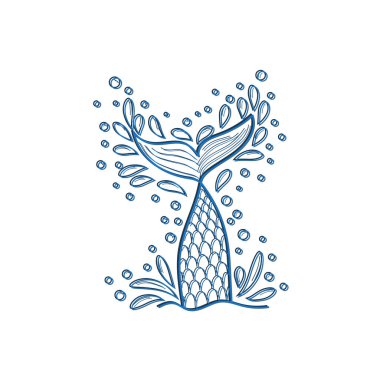 Deniz kızı kuyruğu tırmanıyor, deniz kızı kuyruğu izole ediliyor. El yapımı deniz mavisi, turkuaz, mavi ve mor, mor deniz kızı, balık kuyruğu..