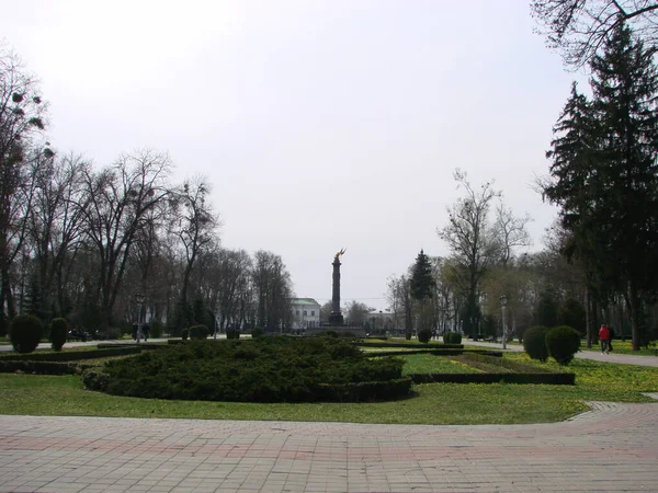 Monument Glory Cast Iron Column Bronze Parts Eagle Poltava Ukraine — Stock Photo, Image