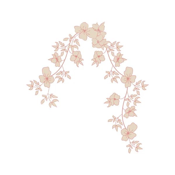 Ilustrace Hnědá Béžová Nahá Květina Jednořádková Kresba Line Art Moderní — Stockový vektor
