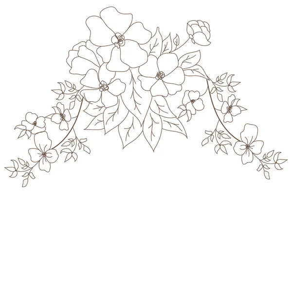 Απεικόνιση Καφέ Μπεζ Γυμνό Λουλούδι Μία Γραμμή Σχέδιο Γραμμή Τέχνης — Διανυσματικό Αρχείο