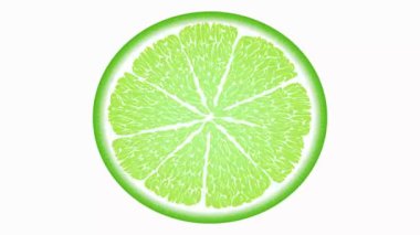 Sulu kireç çemberleri döner, görünür ve kaybolur, suya düşer. Turuncu, kırmızı, sarı, yeşil meyve