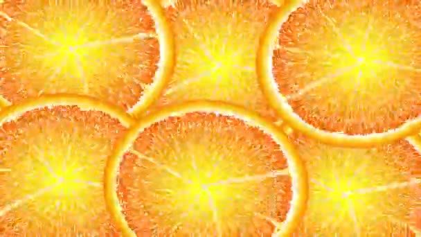 Lingkaran oranye juicy berputar, muncul dan menghilang, jatuh ke dalam air — Stok Video