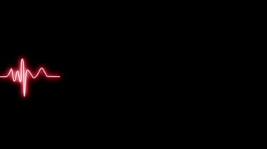Karanlık bir arka planda kendi kendine çizilen kırmızı çizgi Neon 'un kalp atışı. Mat parlaklık ile neon titreşim işareti.