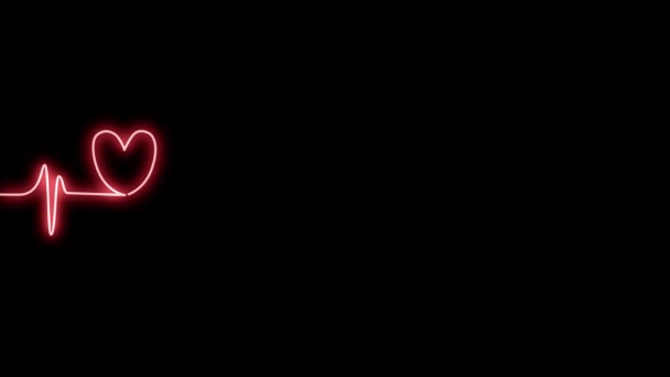 4k bunte Herzlinie neon display screen love show sign bunte abstrakte Hintergrund 4k neon symbol sign — Stockvideo