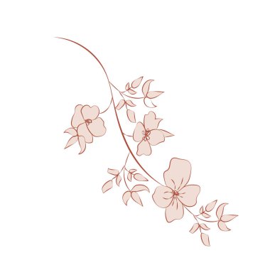 Resim kahverengi bej çıplak çiçek, bir çizgi çizimi, çizgi sanatı, modern illüstrasyon ve sanat, doğa ve bitkiler minimalist tasarım