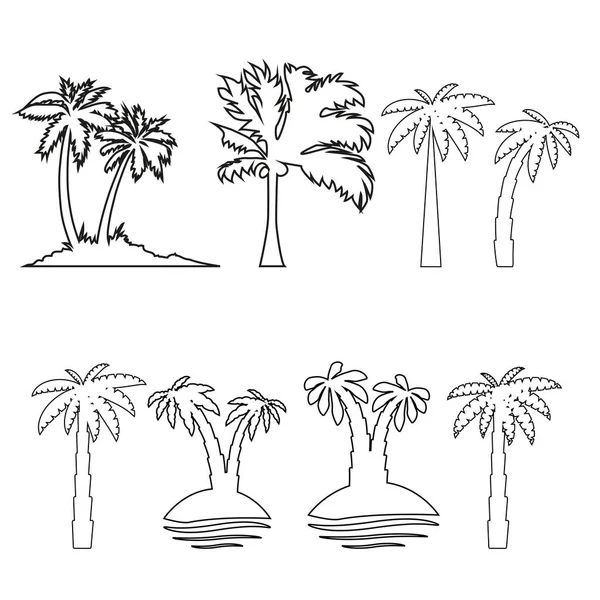 Graficzny Zestaw Palm Styl Liniowy Pojedyncze Obiekty — Wektor stockowy