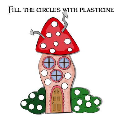 Anaokulunun gelişimi için eğitici kağıt oyunu. Resmin parçalarını ve yapıştırıcıyı kağıt üzerinde kes ya da beyaz noktaları plastikle doldur