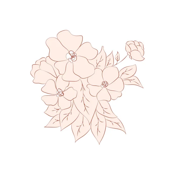 Illustration Braun Beige Nackte Blume Eine Linienzeichnung Linienkunst Moderne Illustration — Stockvektor