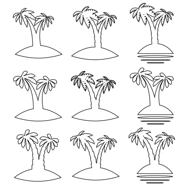 Graficzny Zestaw Palm Styl Liniowy Pojedyncze Obiekty — Wektor stockowy