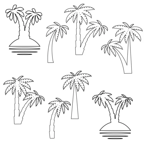 Graficzny Zestaw Palm Styl Liniowy Pojedyncze Obiekty — Wektor stockowy