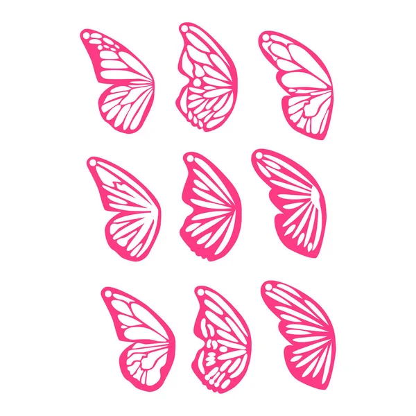 Siluetas Primavera Mariposas Pendientes Cortar Plantillas Archivos Sobre Fondo Blanco — Vector de stock