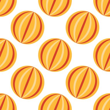 Renkli bir top, sirk ve çocuklar temalı kusursuz bir desen. Düz çizgi film biçimi