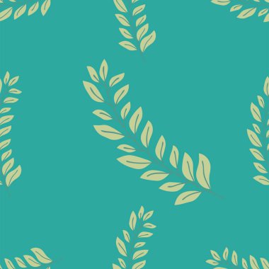 Botanik yaprakların kusursuz deseni, doğal süslemelerin siluetleri. Basit bir çiçek deseni. İki renkte vektör illüstrasyonu