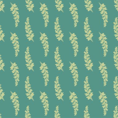 Botanik yaprakların kusursuz deseni, doğal süslemelerin siluetleri. Basit bir çiçek deseni. İki renkte vektör illüstrasyonu