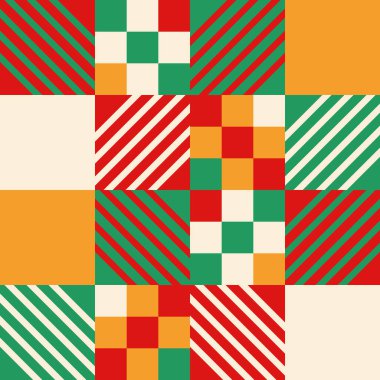 Yeşil papatya çiçekleri ve kalplerle Gingham kusursuz vektör deseni. Pastel bir palette sevimli, çocuksu bir arka plan. Tartan kontrolü