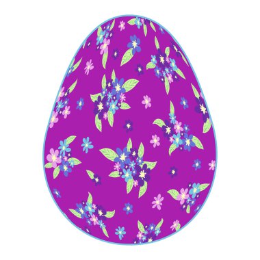 Mutlu Paskalya yumurtaları Ditsy çiçek desenli. Çiçekler ve yıldızlar, lavanta ve pembe