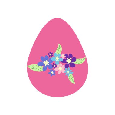 Çiçekli bir süs eşyasıyla Paskalya yumurtası, halk süsleri. Bahar tatili kartları, etiketler, pankartlar ve ambalajlar için mutlu paskalya yumurtaları.