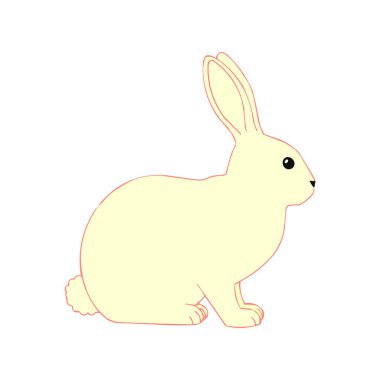 Paskalya çiçekli mutlu tavşan çiftlerin çizgi film karakteri. Kawaii tavşanları paskalya kartı, çıkartma, afiş, paket tasarımı. Vektör