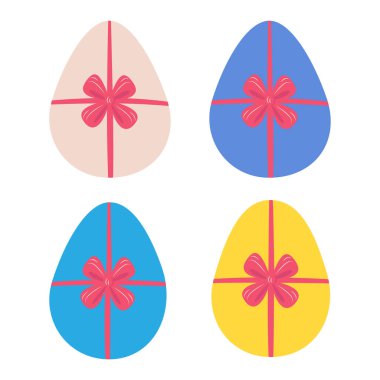 Fiyonklu Paskalya yumurtası. Mutlu Paskalyalar, bahar tatili kartları, etiketler, afişler için süslenmiş yumurta.