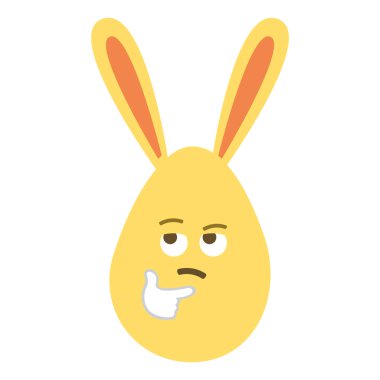 Parlak duyguları ve tavşan kulakları olan bir Paskalya yumurtası. Paskalya tatili konsepti.