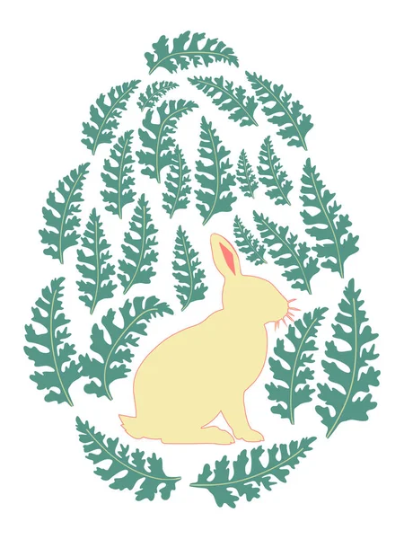 Boyalı Paskalya tavşanı ve çiçek desenli bir Paskalya yumurtası. Çocuklar yumurta oyunu. Yükseldi, Mutlu Paskalyalar