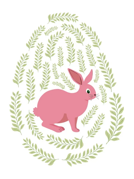 Boyalı Paskalya tavşanı ve çiçek desenli bir Paskalya yumurtası. Çocuklar yumurta oyunu. Yükseldi, Mutlu Paskalyalar