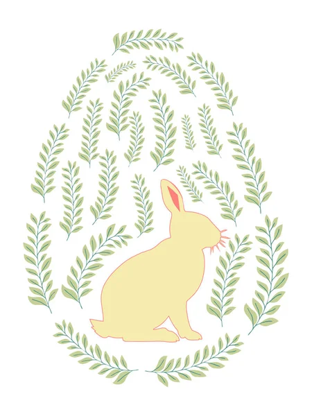 Boyalı Paskalya tavşanı ve çiçek desenli bir Paskalya yumurtası. Çocuklar yumurta oyunu. Yükseldi, Mutlu Paskalyalar