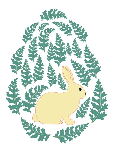 Boyalı Paskalya tavşanı ve çiçek desenli bir Paskalya yumurtası. Çocuklar yumurta oyunu. Yükseldi, Mutlu Paskalyalar