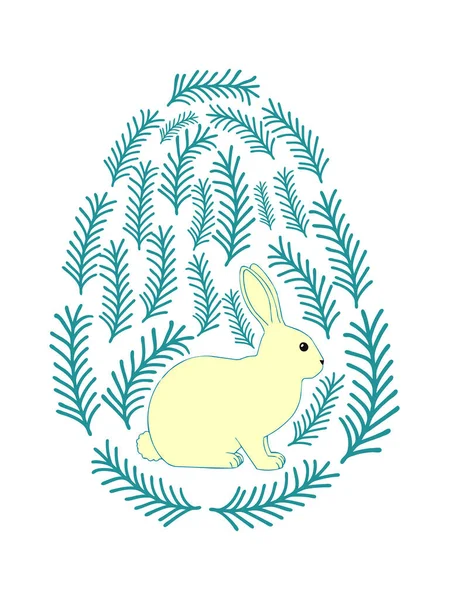 Boyalı Paskalya tavşanı ve çiçek desenli bir Paskalya yumurtası. Çocuklar yumurta oyunu. Yükseldi, Mutlu Paskalyalar