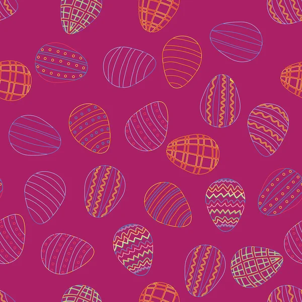 Paskalya yumurtalarında pürüzsüz desen, tasarım. Paskalya tasarımları için canlı, pürüzsüz bir arka plan, benekli, çiçekli ve çizgili şirin desenli yumurtalar..