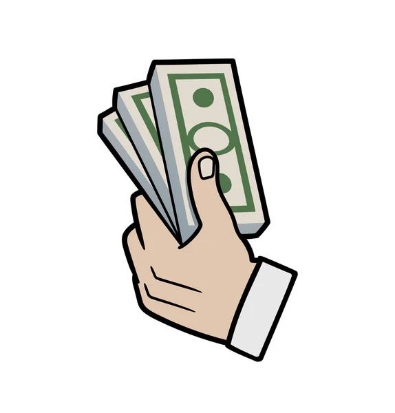 Mano con dinero — Vector de stock